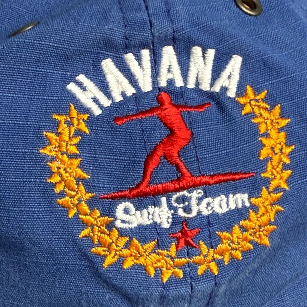 Vtg Gap Havana Surf Team Blue Canvas Baseball Hat Red Trim Kids Y2k Cap preppy